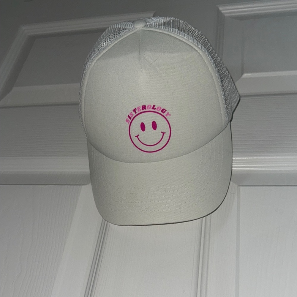Pink and White Smiley Face Hat